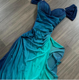 Ndyad Blue Sweetheart Neck Bodycon Dress Ruffled Party Dress Spaghetti Strap Evening Dress HZ1024