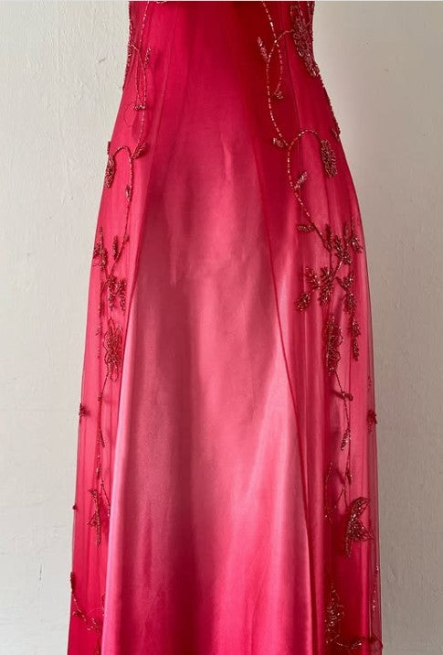 Ndyad Vintage Prom Dress Under $170??Gorgeous Spaghetti Straps Beading Applique Gradient Blue Sleeveless Long Evening Dress HZ1024