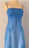Ndyad Vintage Prom Dress Under $170??Gorgeous Spaghetti Straps Beading Applique Gradient Blue Sleeveless Long Evening Dress HZ1024
