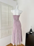 Ndyad Sweet Lace Applique Spaghetti Strap Mermaid Sleeveless Long Birthday Prom Dress Adult Ceremony Graduation Prom Dress HZ1024