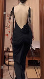 Ndyad Sexy Chiffon Sheath Backless Long Prom Dress Spaghetti Strap Party Dress HZ1024