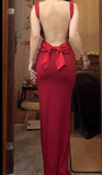 Ndyad Spaghetti Strap Satin Backless Long Bodycon Dress Ball Evening Dress HZ1024