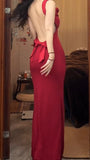 Ndyad Spaghetti Strap Satin Backless Long Bodycon Dress Ball Evening Dress HZ1024