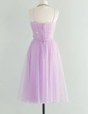 Ndyad Pink Spaghetti Strap Tulle Short Prom Dress Homecoming Dress HZ1024