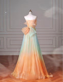 Ndyad Multicolor Strapless A-Line Tulle Long Prom Dress Wedding Dress Birthday Dress HZ1024