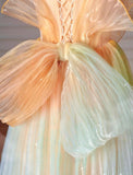 Ndyad Multicolor Strapless A-Line Tulle Long Prom Dress Wedding Dress Birthday Dress HZ1024