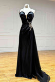 Ndyad Rhinestone One Shoulder A Line Prom Dress with Slit HZ1024