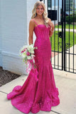Ndyad Spaghetti Straps Long Mermaid Sequins Party Prom Dress HZ1024
