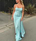Ndyad Lilac Dresses Gowns Evening Dresses Spaghetti Straps Long Prom Dress Satin Formal Party Dress HZ1024