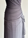 Ndyad Gradient Dark Gray Halter Neck Ruffle Sheath Prom Dress Birthday Dress HZ1024