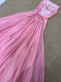 Ndyad Pink A-Line Chiffon Spaghetti Strap Backless Long Prom Dress Party Dress HZ1024