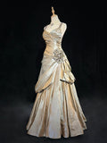 Ndyad A-Line V-neck Satin Backless Long Prom Dress Formal Evening Dress Graduation Prom Dress HZ1024