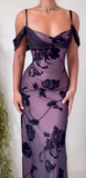 Ndyad Purple Satin Bodycon Dress Black Tulle Spaghetti Strap Ball Dress Birthday Dress HZ1024