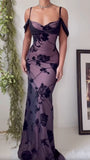 Ndyad Purple Satin Bodycon Dress Black Tulle Spaghetti Strap Ball Dress Birthday Dress HZ1024