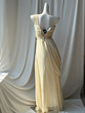 Ndyad One Shoulder Beaded Sequin Chiffon Long Prom Dress Formal Evening Dress Simple Bridesmaid Dress HZ1024