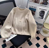 Ndyad embroidered flower long sleeve sweater HZ1024