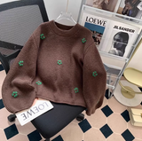 Ndyad embroidered flower long sleeve sweater HZ1024