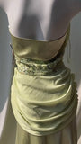 Ndyad Light Green V-neck Chiffon Beaded Sequins Floor-length Prom Dress Beautiful Birthday Evening Dress HZ1024