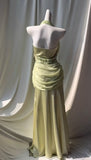 Ndyad Light Green V-neck Chiffon Beaded Sequins Floor-length Prom Dress Beautiful Birthday Evening Dress HZ1024
