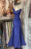 Ndyad Dark Pink Mermaid Pleated Satin Irregular Neckline Ball Dress Birthday Dress HZ1024