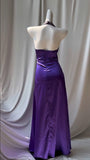 Ndyad Purple Halter Satin Sheath Beaded Sequins Backless Prom Dress Temperament Evening Dress HZ1024