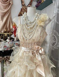 Ndyad Light Yellow A-Line Spaghetti Straps Tulle Layered Prom Dress Beaded Sequin Birthday Dress HZ1024