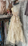 Ndyad Light Yellow A-Line Spaghetti Straps Tulle Layered Prom Dress Beaded Sequin Birthday Dress HZ1024