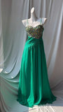Ndyad Green Spaghetti Strap Chiffon A-Line Sequin Rhinestone Prom Dress Beautiful Bridal Dress HZ1024