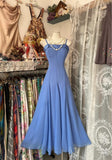 Ndyad Soft Blue Spaghetti Strap A-line Chiffon Birthday Prom Dress Pretty Graduation Dress HZ1024