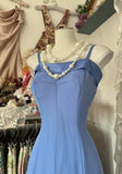 Ndyad Soft Blue Spaghetti Strap A-line Chiffon Birthday Prom Dress Pretty Graduation Dress HZ1024