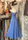 Ndyad Soft Blue Spaghetti Strap A-line Chiffon Birthday Prom Dress Pretty Graduation Dress HZ1024