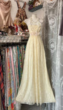 Evafashion A-Line Light Yellow Lace Strapless Prom Dress Cute Birthday Party Dress HZ1024