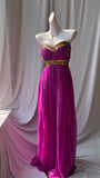 Ndyad Sweetheart Neckline Retro Chiffon Ball gown Bright Bridesmaid Dress HZ1024