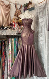 Ndyad Mermaid Strapless Glitter Satin Ball Dress Beautiful Birthday Evening Dress HZ1024