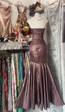 Ndyad Mermaid Strapless Glitter Satin Ball Dress Beautiful Birthday Evening Dress HZ1024