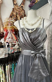Ndyad Silver Grey A-Line Spaghetti Straps Tulle Satin Long Prom Dress Gorgeous Birthday Dress Evening Dress HZ1024
