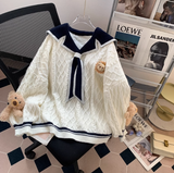Ndyad collar preppy style bear women's long sleeve sweater HZ1024