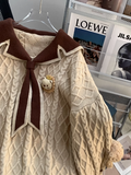 Ndyad collar preppy style bear women's long sleeve sweater HZ1024