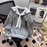 Ndyad collar preppy style bear women's long sleeve sweater HZ1024