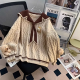 Ndyad collar preppy style bear women's long sleeve sweater HZ1024