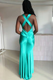 Ndyad Sheath V Neck Yellow Long Backless Prom Dress Sleeveless Party Dress HZ1024