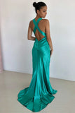 Ndyad Sheath V Neck Yellow Long Backless Prom Dress Sleeveless Party Dress HZ1024