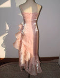 Ndyad Blush Pink Spaghetti Straps Sleeveless Chiffon Prom Dress Vintage Birthday Evening Dress HZ1024