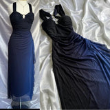 Ndyad dresses under $160||Elegant Gradient Navy Blue Sheath Spaghetti Straps Sparkling Chiffon Prom Dress for Party HZ1024