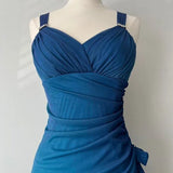 Ndyad Gradient Blue Glitter Chiffon Sweetheart Neck Prom Dress Birthday Dress HZ1024