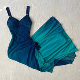 Ndyad Gradient Blue Glitter Chiffon Sweetheart Neck Prom Dress Birthday Dress HZ1024