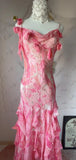 Ndyad Pink Spaghetti Strap Sheath Vintage Chiffon Sequined Ball Dress Birthday Party Dress HZ1024