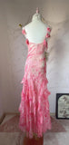 Ndyad Pink Spaghetti Strap Sheath Vintage Chiffon Sequined Ball Dress Birthday Party Dress HZ1024