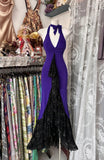 Ndyad Purple V-neck Lace Mermaid Long Prom Dress Backless Birthday Party Dress HZ1024