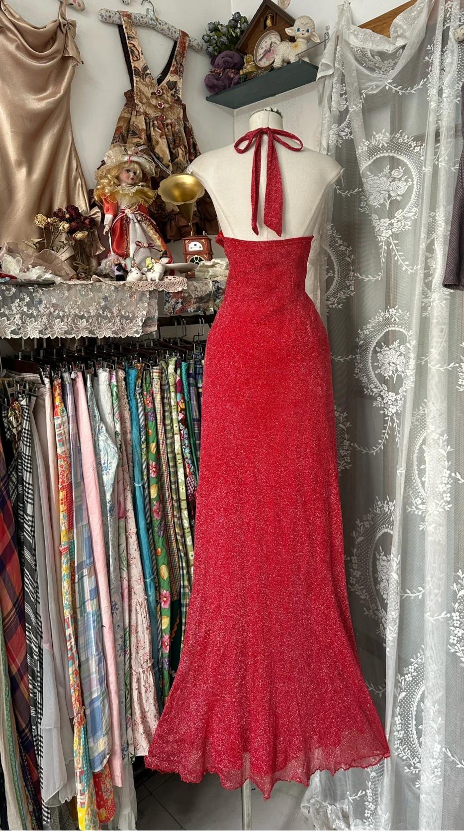 Ndyad Black Halter A-Line Chiffon&Tulle Open Back Prom Dresses Birthday Dresses HZ1024